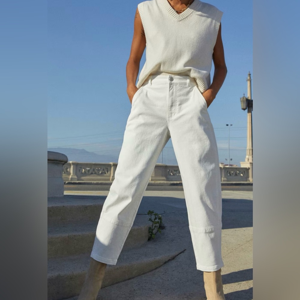 Everlane size 2 utility barrel pant in white bone. New with tags.